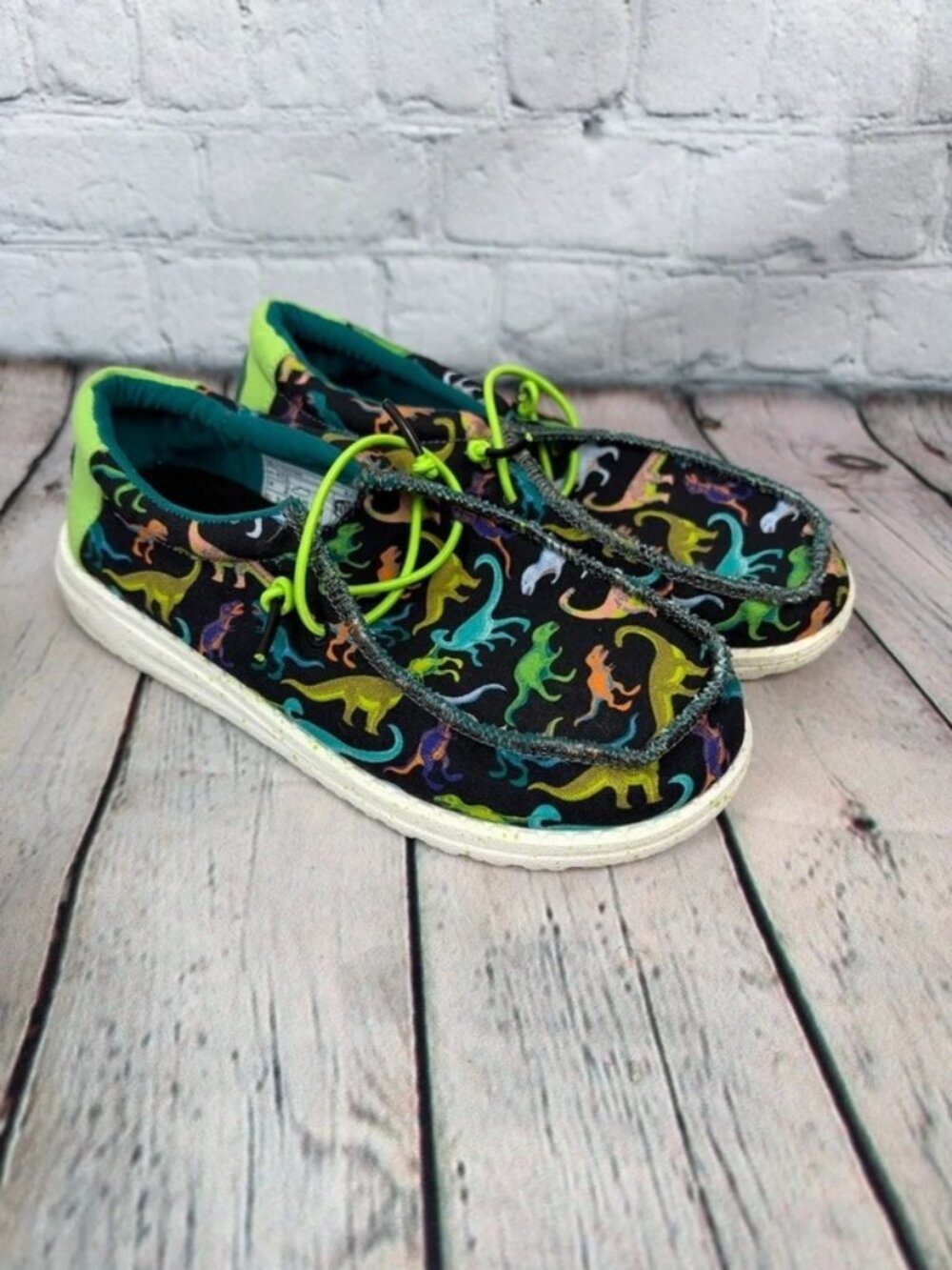 Hey dude Wally dinosaur slip on shoes size 2